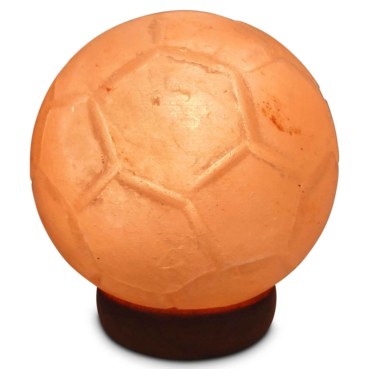 12V 12W Soccer Himalayan Pink Salt Lamp | Carved Ball Rock Crystal Light with On/Off Switch