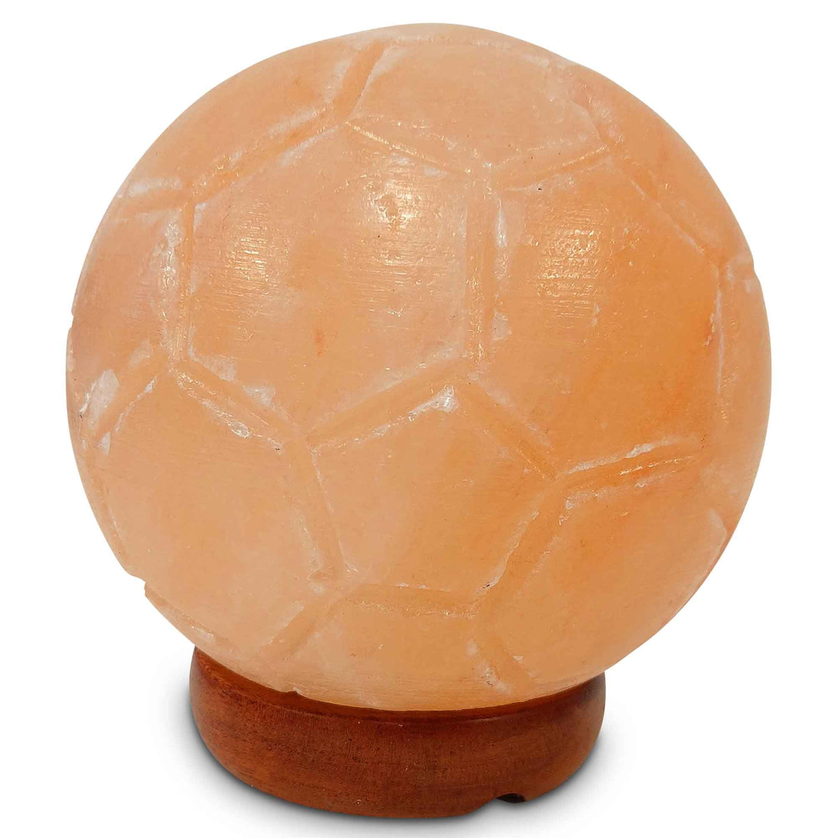 12V 12W Soccer Himalayan Pink Salt Lamp | Carved Ball Rock Crystal Light with On/Off Switch