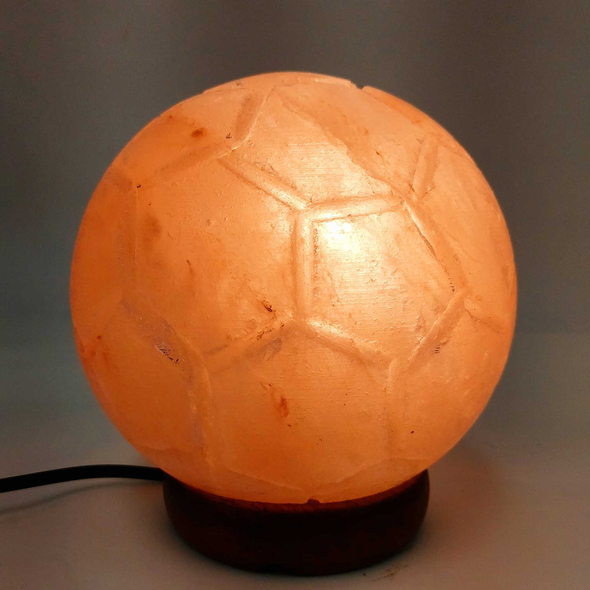 12V 12W Soccer Himalayan Pink Salt Lamp | Carved Ball Rock Crystal Light with On/Off Switch