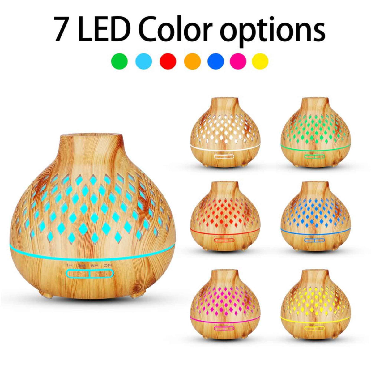Essential Oil Aroma Diffuser | 400ml | Hollowed Wood | Mist Humidifier | Remote