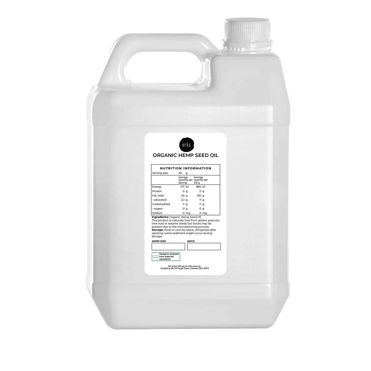 Organic Hemp Seed Oil | Cold Pressed | 5L | Food Grade