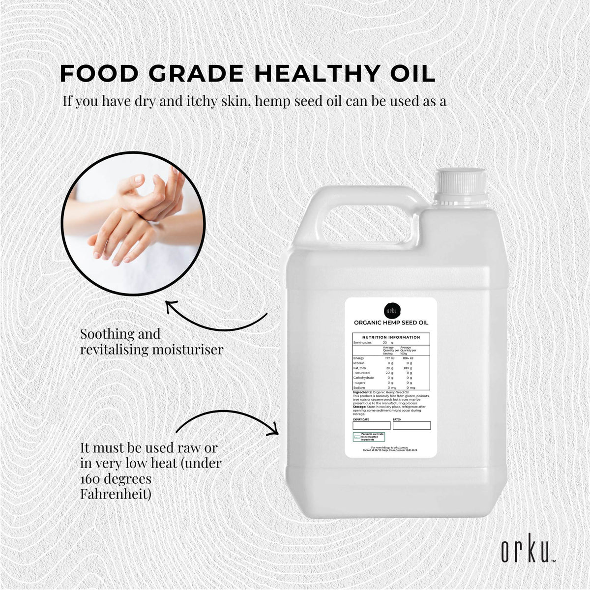 Organic Hemp Seed Oil | Cold Pressed | 5L | Food Grade