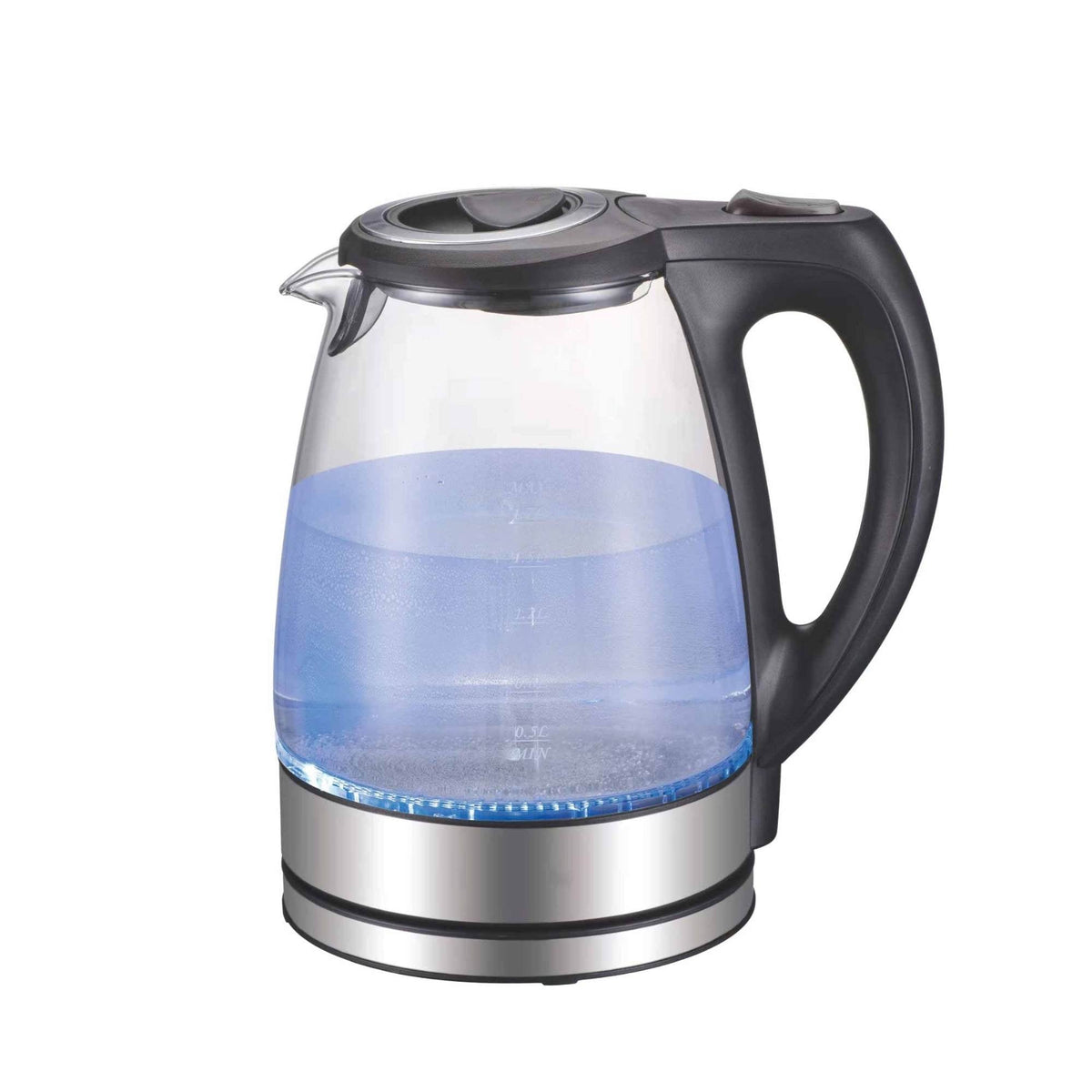 1.7L Electric Glass Kettle | LED Blue Light, 360° Automatic Cordless Boiling Jug