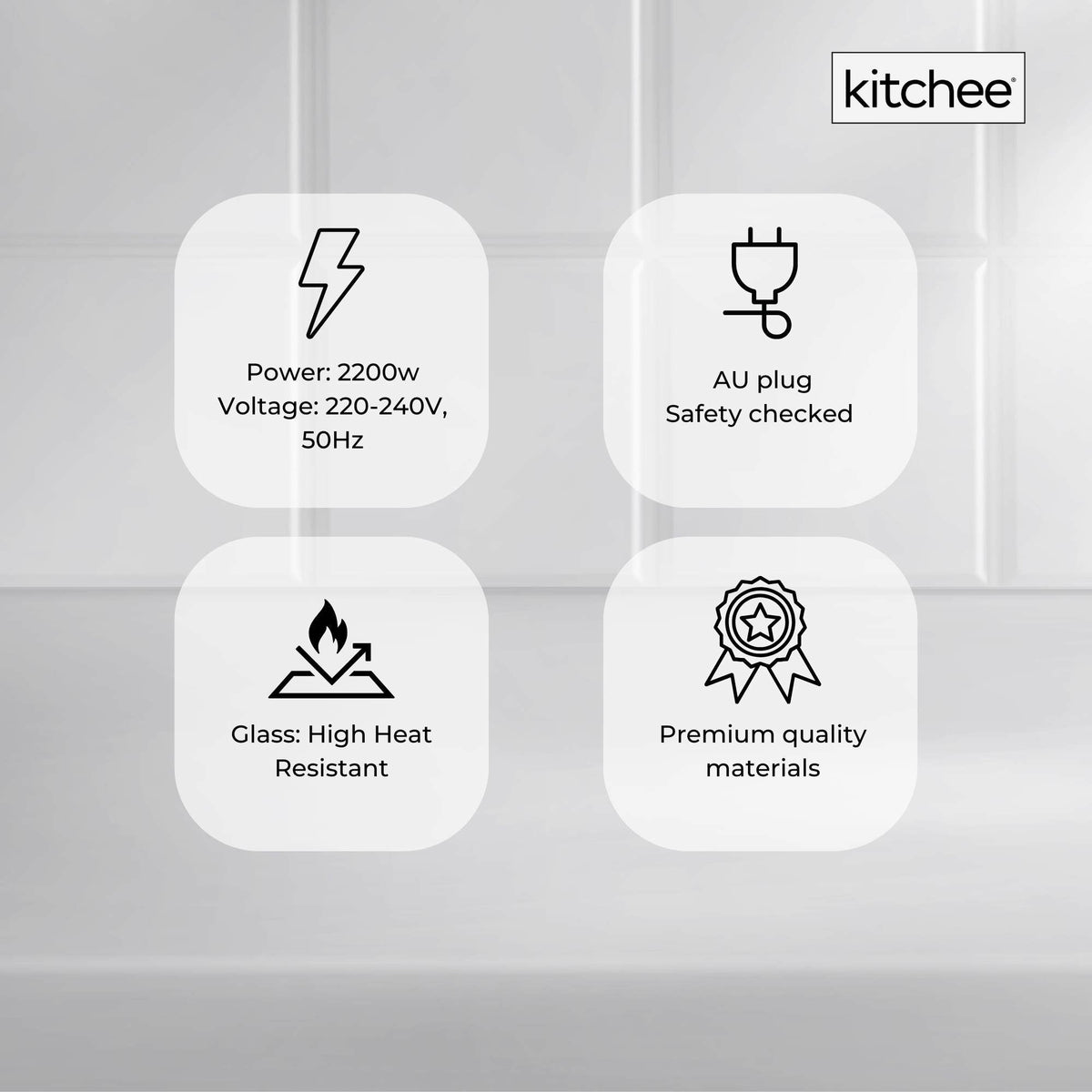 1.7L Electric Glass Kettle | LED Blue Light, 360° Automatic Cordless Boiling Jug