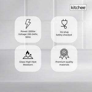 1.7L Electric Glass Kettle | LED Blue Light, 360° Automatic Cordless Boiling Jug