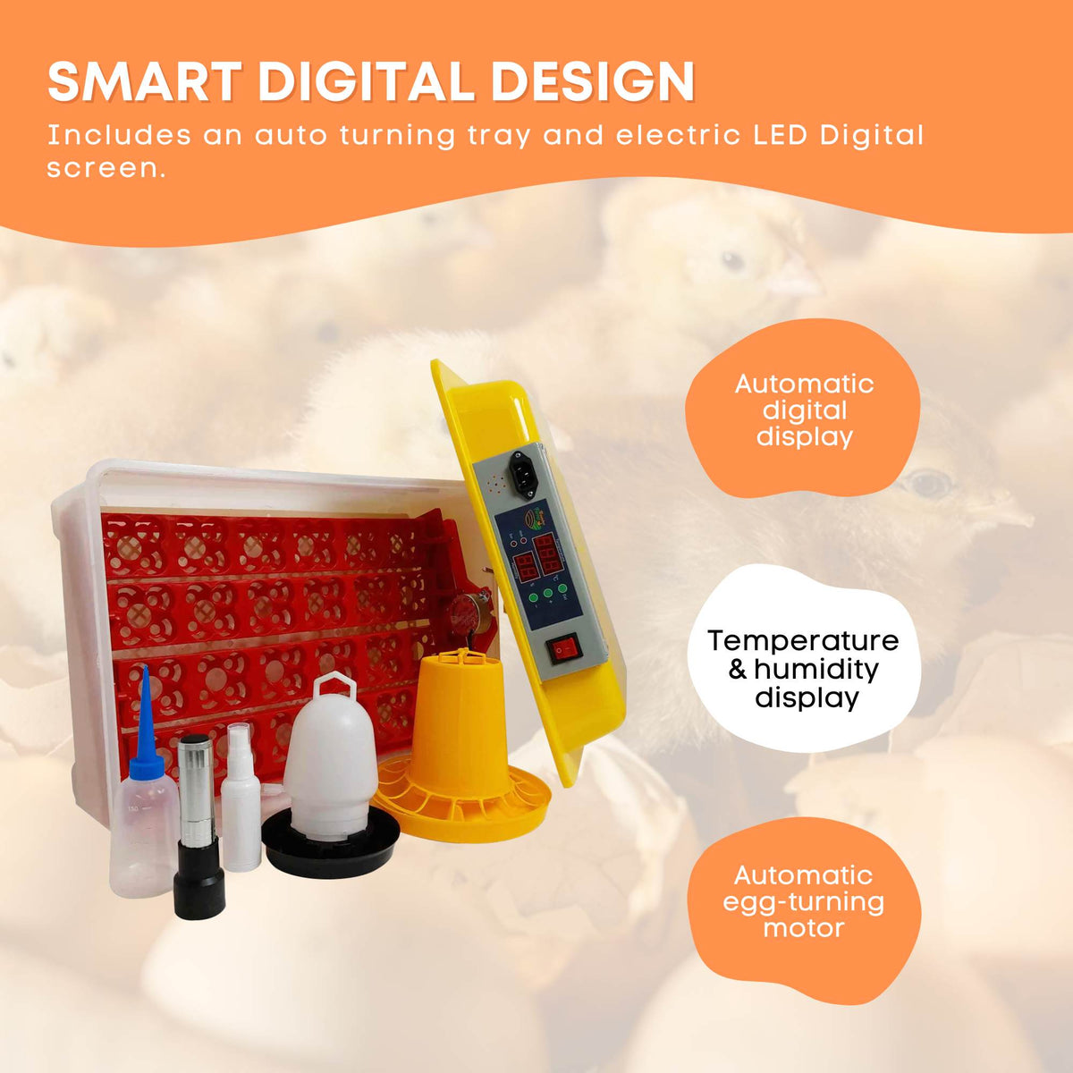 Electric 24 Egg Incubator + Accessories | Hatching Eggs for Chickens, Quail, and Ducks