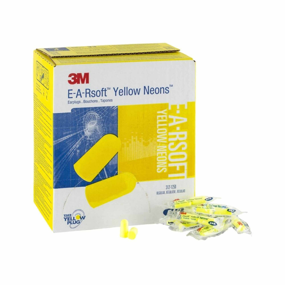 3M Foam Safety Earplugs | 200 Pairs | Neon Disposable Noise Reduction Ear Plugs
