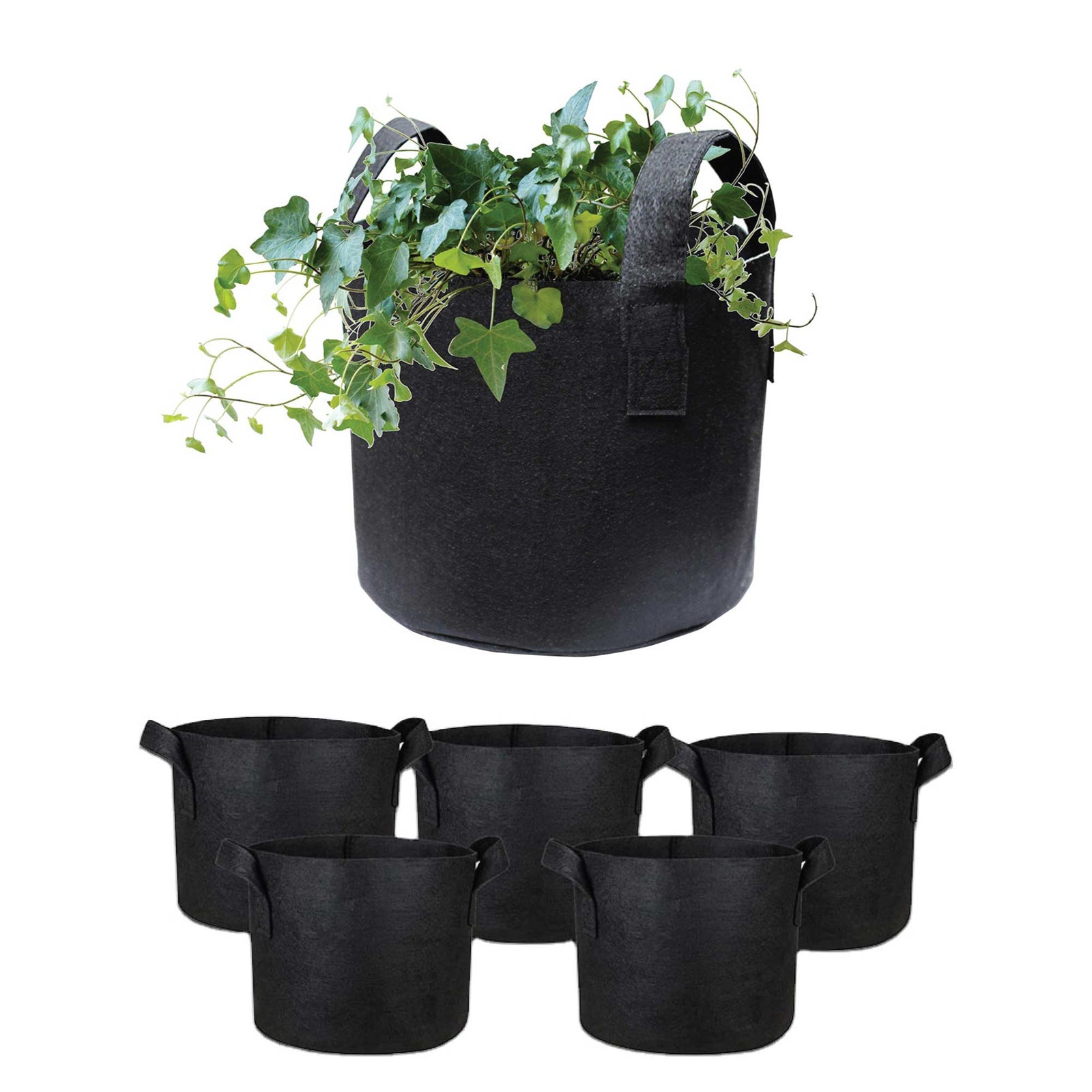 Fabric Flower Pots | 6 Pack | 10 Gallon | 38L | Garden Planter Bags | Black Felt Root Pouch