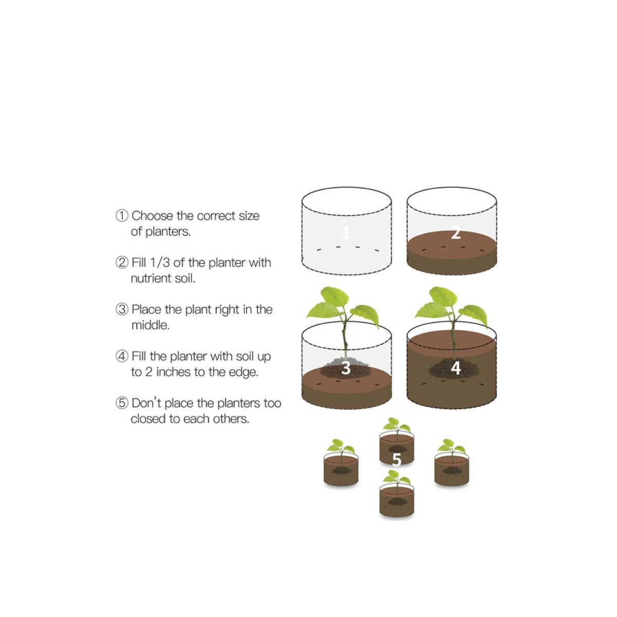 Fabric Flower Pots | 6 Pack | 10 Gallon | 38L | Garden Planter Bags | Black Felt Root Pouch