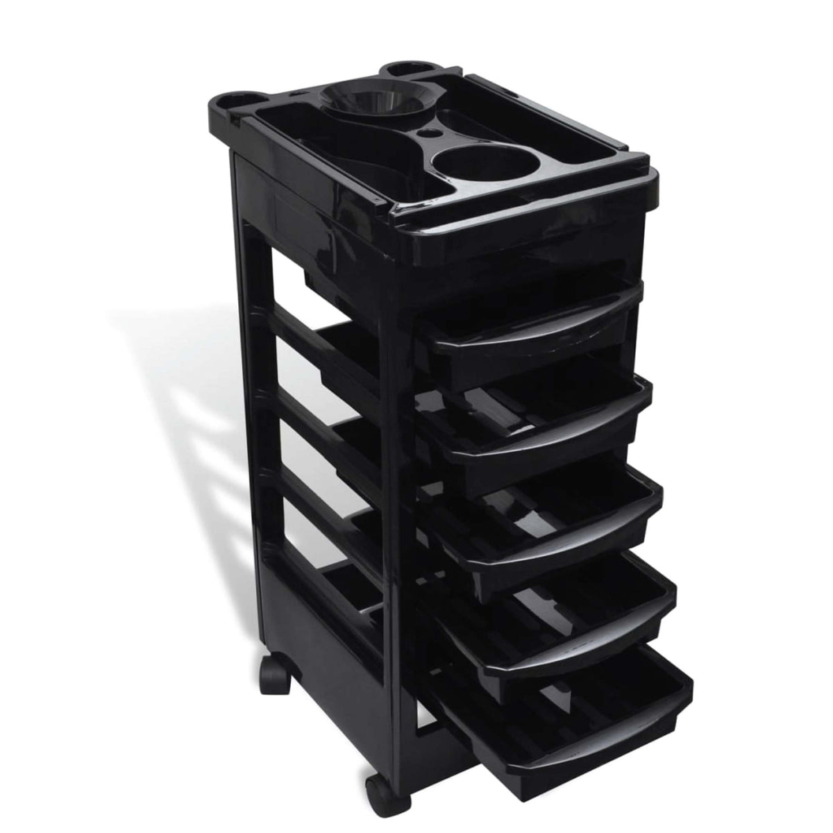 6-Tier Hairdressing Trolley | Black | 82x49x32cm | Salon Rolling Cart for Hair Colouring