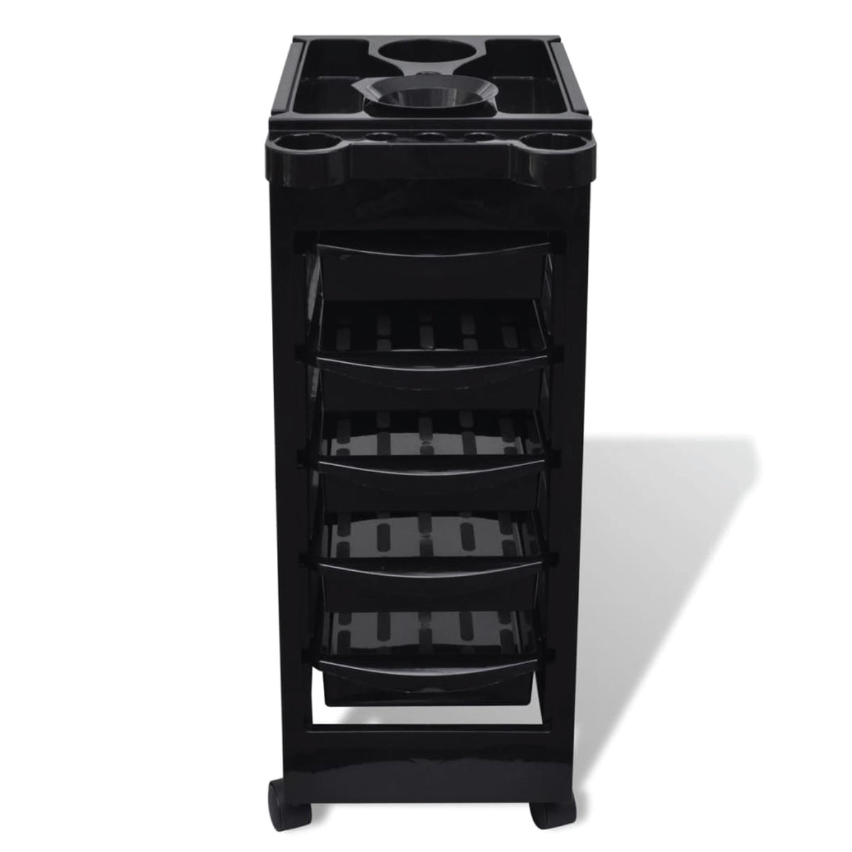 6-Tier Hairdressing Trolley | Black | 82x49x32cm | Salon Rolling Cart for Hair Colouring
