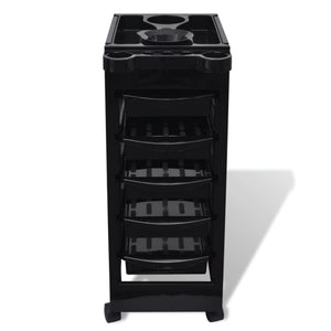 6-Tier Hairdressing Trolley | Black | 82x49x32cm | Salon Rolling Cart for Hair Colouring