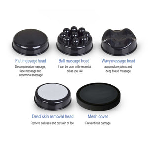 Handheld Vibration Massager Black | 4 Interchangeable Heads | Adjustable Speed