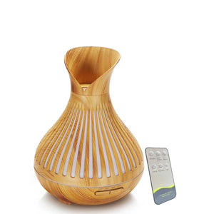 Essential Oil Aroma Diffuser and Remote | 500ml | Tulip Top Wood Mist Humidifier