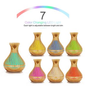 Essential Oil Aroma Diffuser and Remote | 500ml | Tulip Top Wood Mist Humidifier