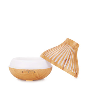 Essential Oil Aroma Diffuser and Remote | 500ml | Flat Top Wood Mist Humidifier