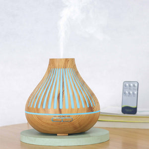 Essential Oil Aroma Diffuser and Remote | 500ml | Flat Top Wood Mist Humidifier