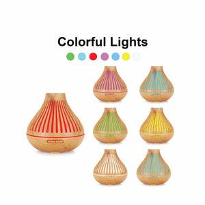 Essential Oil Aroma Diffuser and Remote | 500ml | Flat Top Wood Mist Humidifier