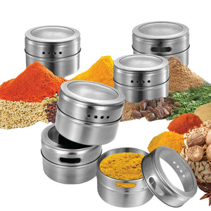 50x 150g Magnetic Spice Jar Stainless Steel Tin | Herb Seasoning Storage Container