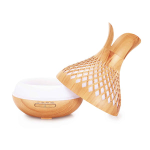 Essential Oil Aroma Diffuser and Remote | 500ml | Vase Flower Wood Mist Humidifier