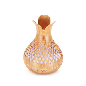 Essential Oil Aroma Diffuser and Remote | 500ml | Vase Flower Wood Mist Humidifier