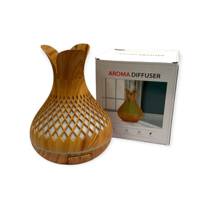 Essential Oil Aroma Diffuser and Remote | 500ml | Vase Flower Wood Mist Humidifier