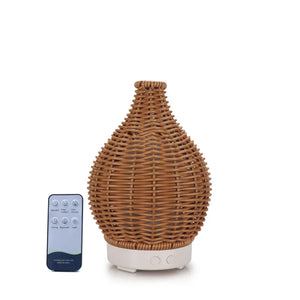 Essential Oil Aroma Diffuser and Remote | 100ml | Rattan Woven Mist Humidifier