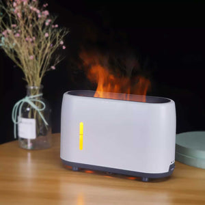 Essential Oil Aroma Diffuser and Remote | 240ml | Flame Fire Style Air Humidifier | White