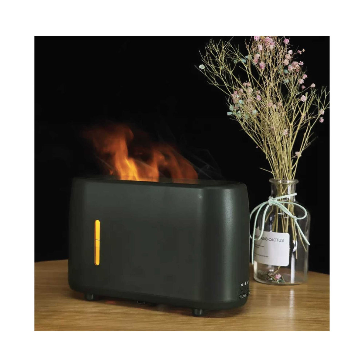 Essential Oil Aroma Diffuser and Remote | 240ml | Flame Fire Style Air Humidifier | Grey