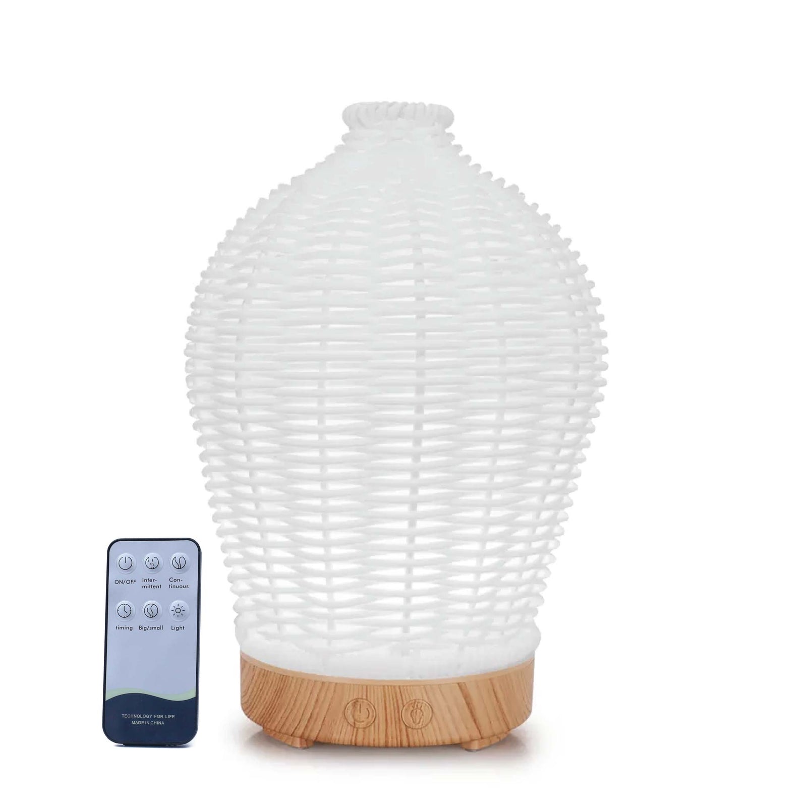 Essential Oil Aroma Diffuser and Remote | 100ml | Rattan White Mist Humidifier
