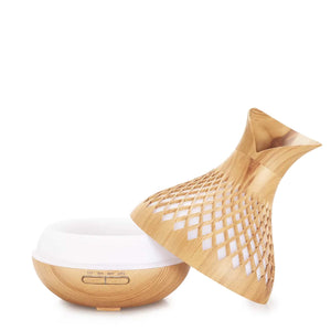 Essential Oil Aroma Diffuser and Remote | 500ml | Vase Tulip Wood Mist Humidifier