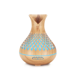Essential Oil Aroma Diffuser and Remote | 500ml | Vase Tulip Wood Mist Humidifier