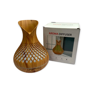 Essential Oil Aroma Diffuser and Remote | 500ml | Vase Tulip Wood Mist Humidifier