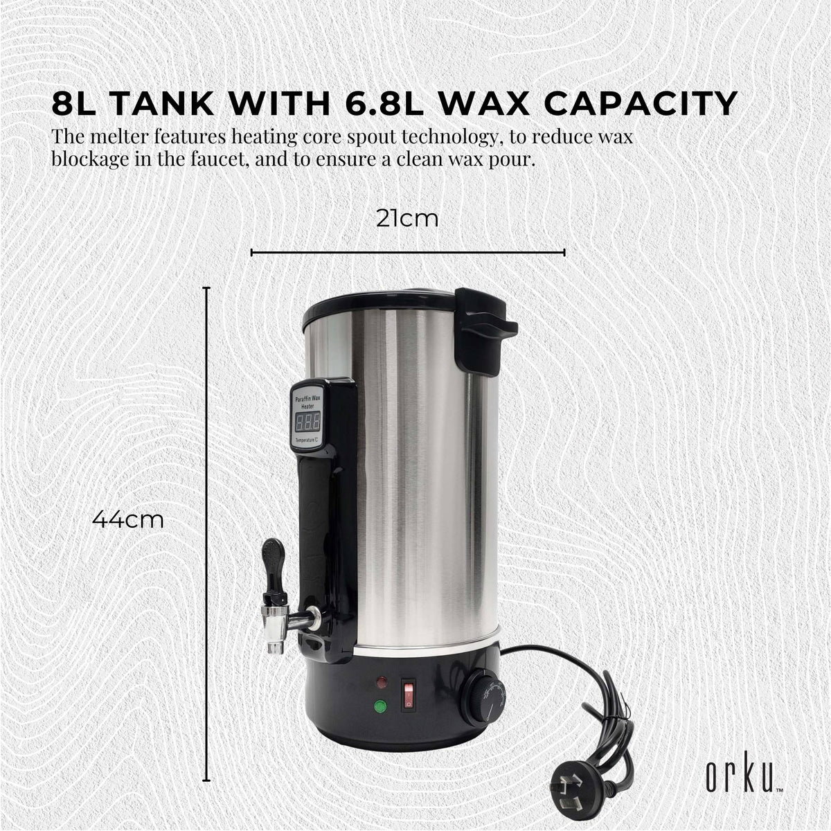 8L Candle Wax Heater with Core Heating Tap | Electric Warmer Melter Pot for Candle Making