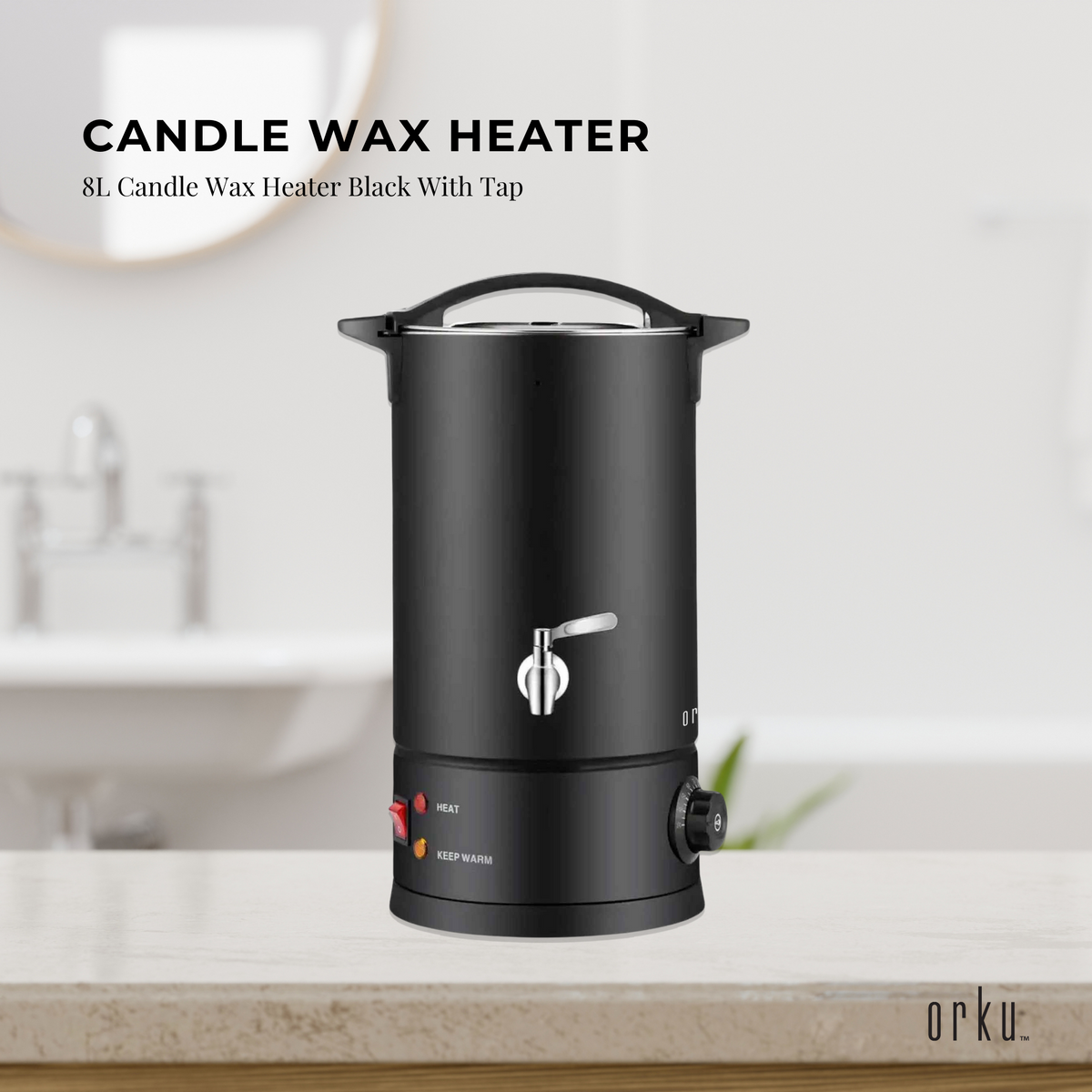 8L Candle Wax Heater Black with Tap | Soy Wax Melter for Candle Making