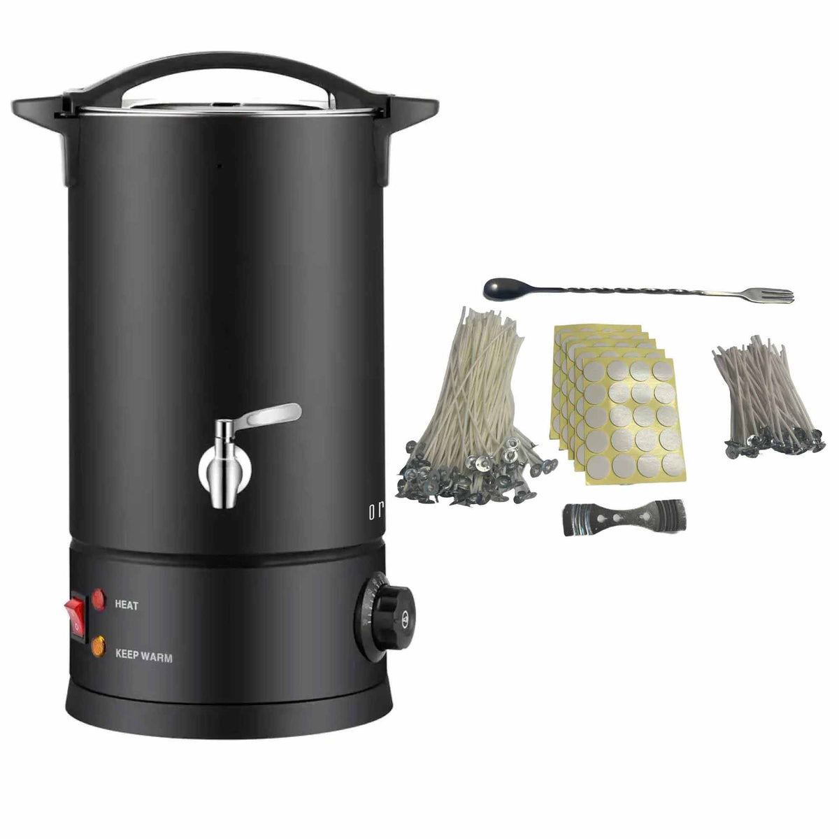 8L Candle Wax Heater Black with Tap & Accessories | Candle Wax Melter