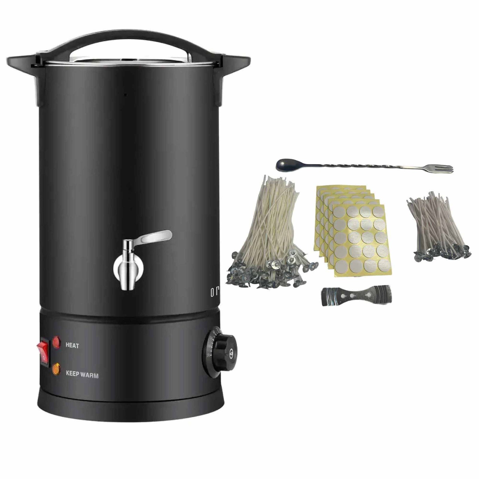 8L Candle Wax Heater Black with Tap & Accessories | Candle Wax Melter