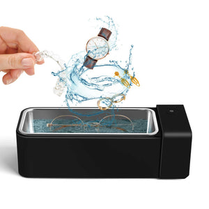 600ml Ultrasonic Jewellery Cleaner | Mini Black | Portable Personal Sonic Bath