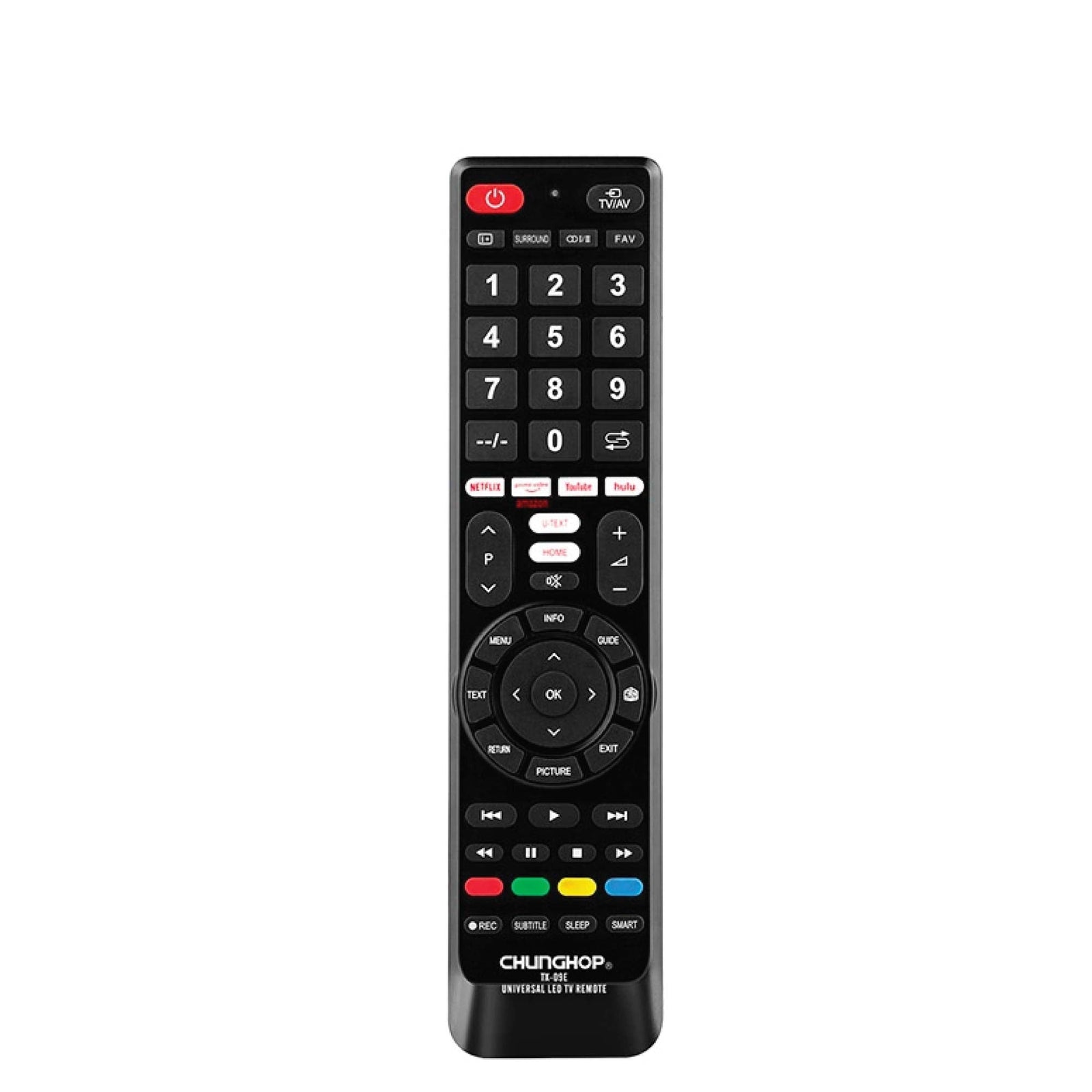 Universal TV Remote | Chunghop TX-09E-3D | Smart TVs HDTV LED LCD Compatible