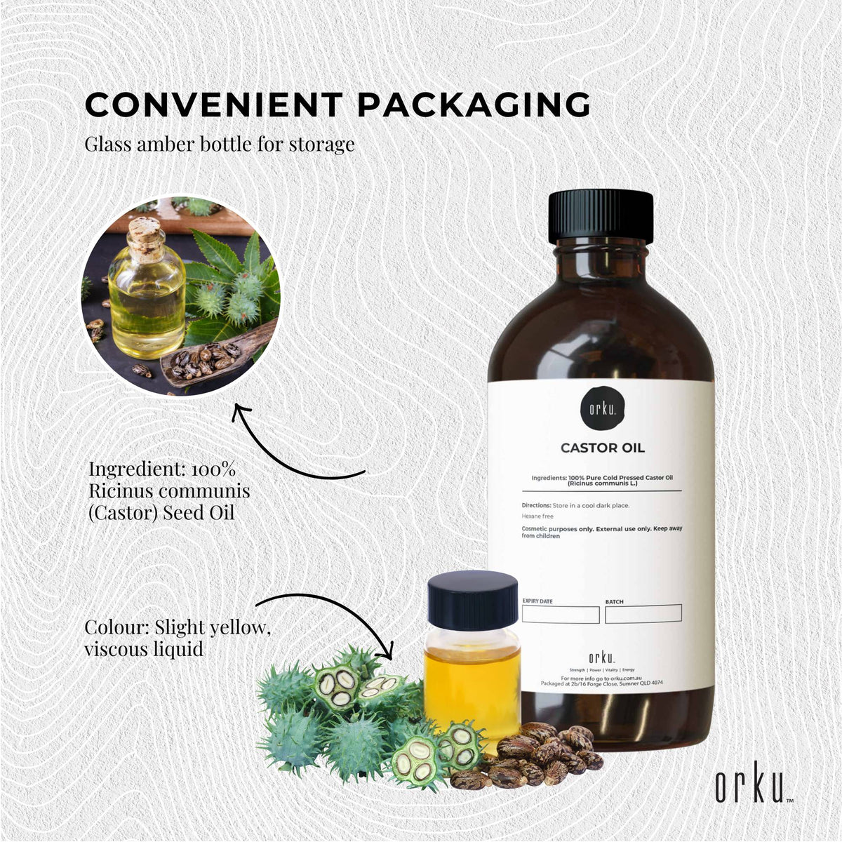 500ml Castor Oil | Hexane-Free Cold Pressed - Skin and Hair Care