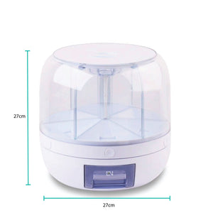 6-Grid Rotating Food & Grain Dispenser | 7.2L | Large Compartment Storage Container