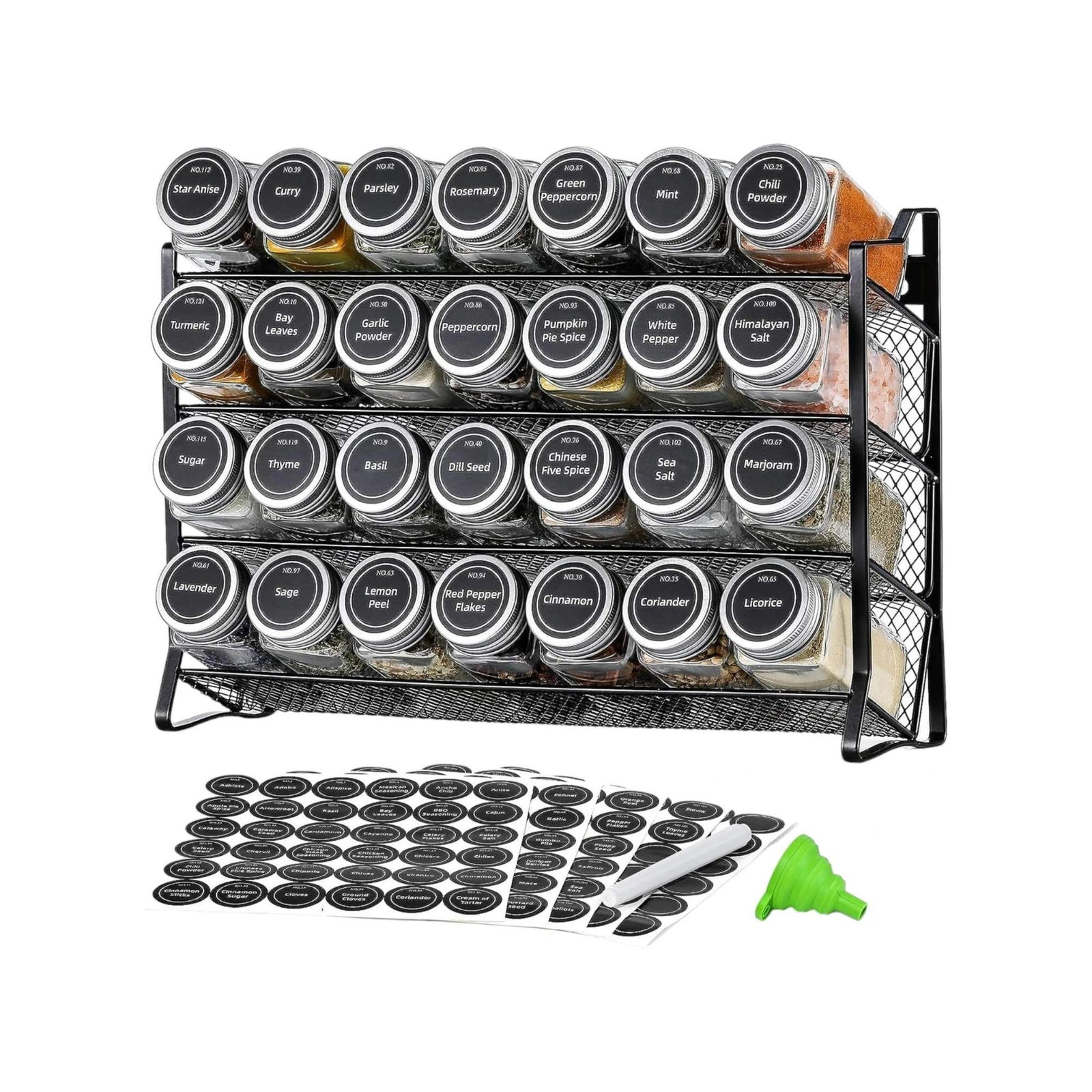 4-Tier Metal Spice Rack | Kitchen Pantry Herb Storage Organiser
