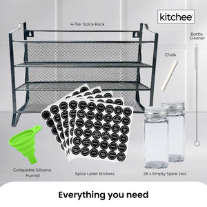 4-Tier Metal Spice Rack | Kitchen Pantry Herb Storage Organiser