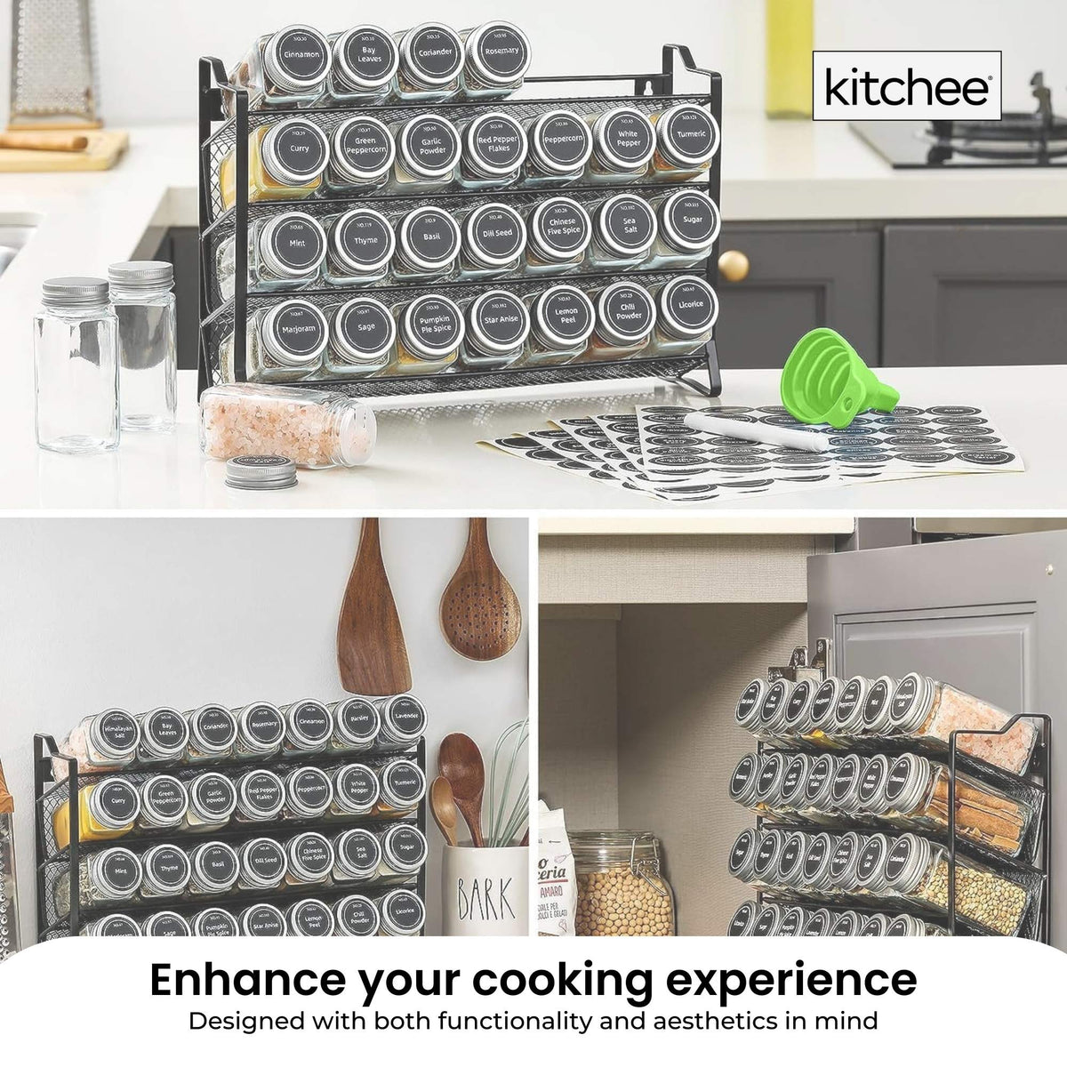 4-Tier Metal Spice Rack | Kitchen Pantry Herb Storage Organiser