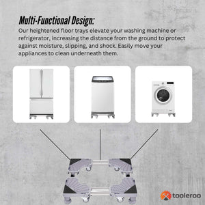 Adjustable Appliance Base Stand | Lock Wheel Trolley for Washing Machine & Fridge