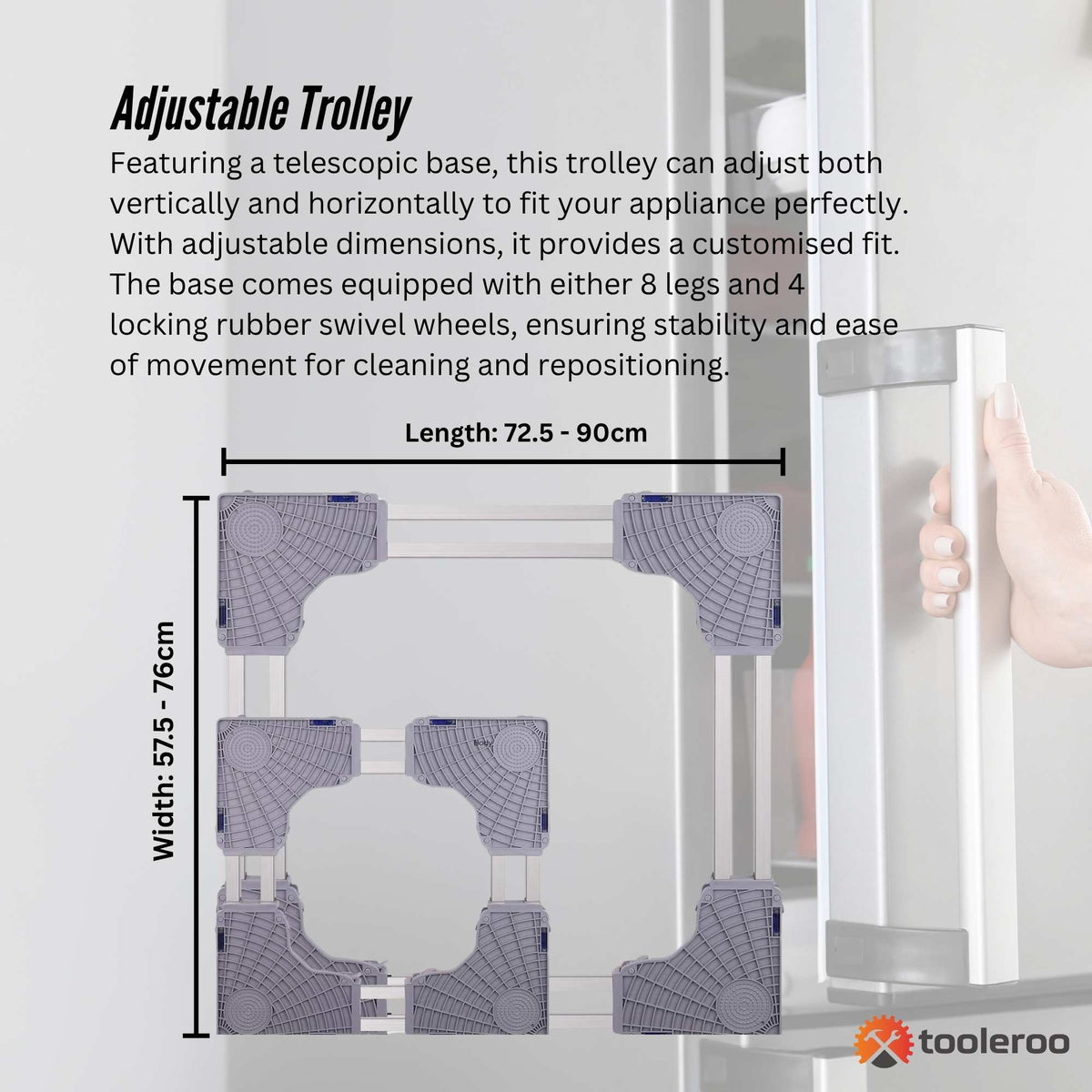 Adjustable Appliance Base Stand | Lock Wheel Trolley for Washing Machine & Fridge