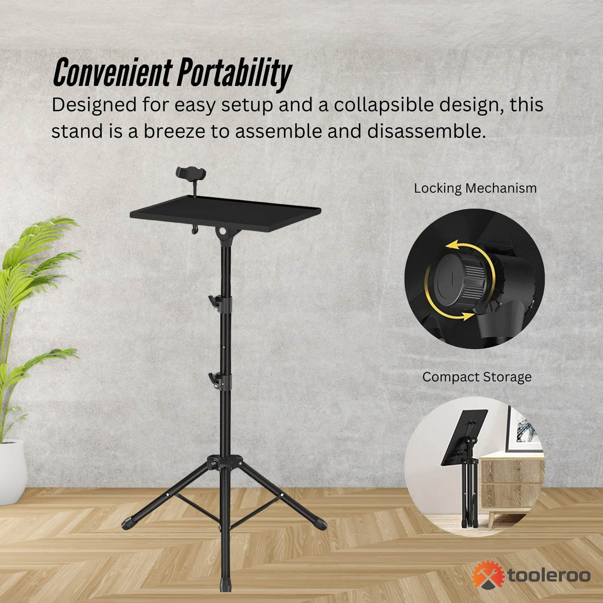 Laptop Stand Tripod | Adjustable Height Projector Holder | Phone Mount