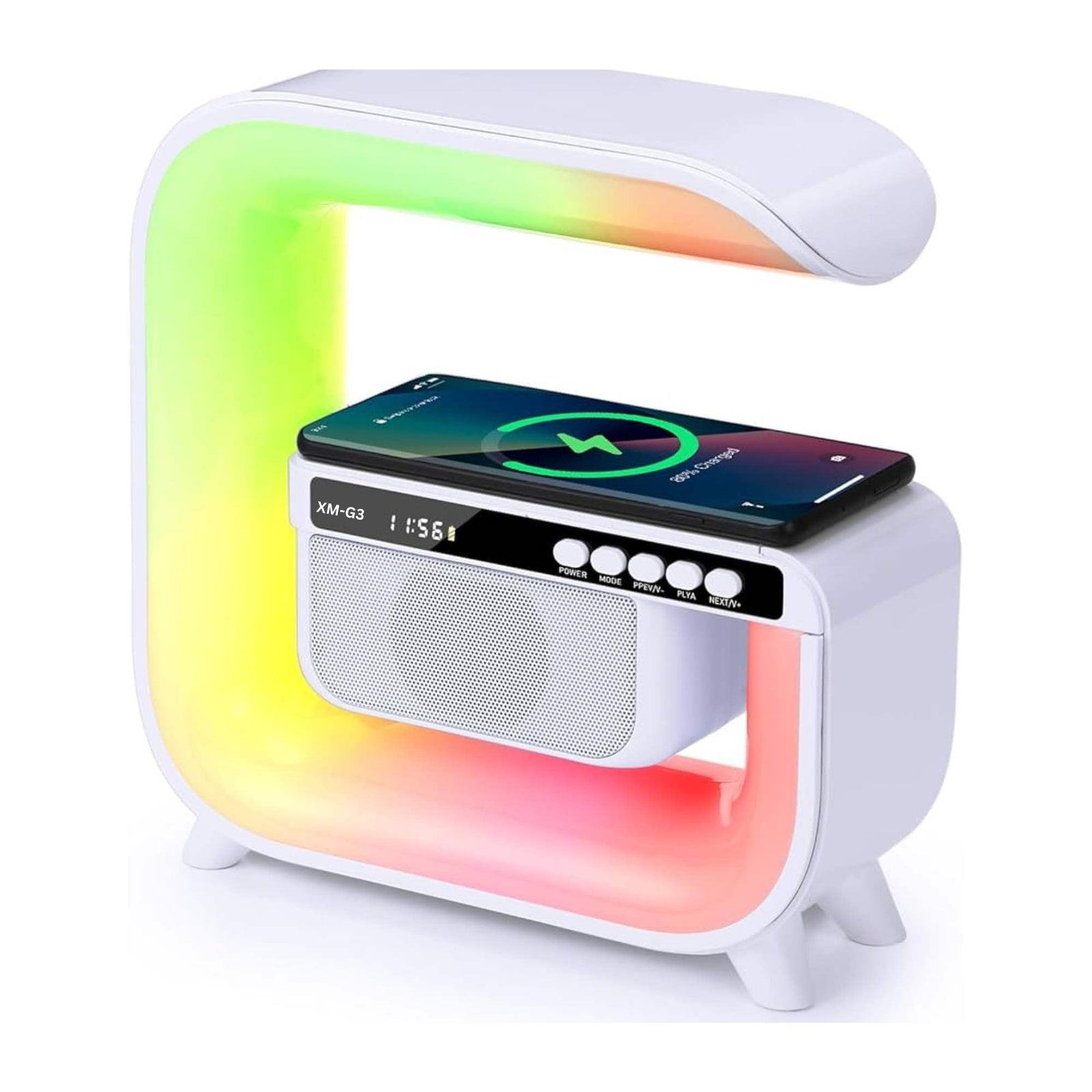 Bluetooth Rechargeable Speaker | Wireless Phone Charging | LED Lamp Alarm Clock | Portable Multifunctional Speaker