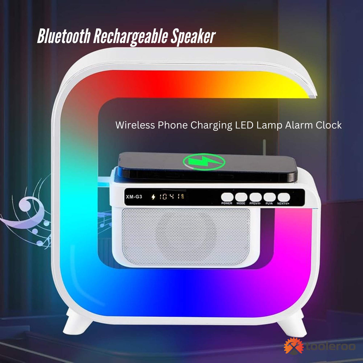 Bluetooth Rechargeable Speaker | Wireless Phone Charging | LED Lamp Alarm Clock | Portable Multifunctional Speaker