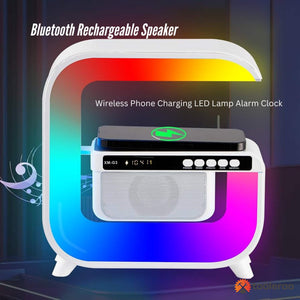 Bluetooth Rechargeable Speaker | Wireless Phone Charging | LED Lamp Alarm Clock | Portable Multifunctional Speaker